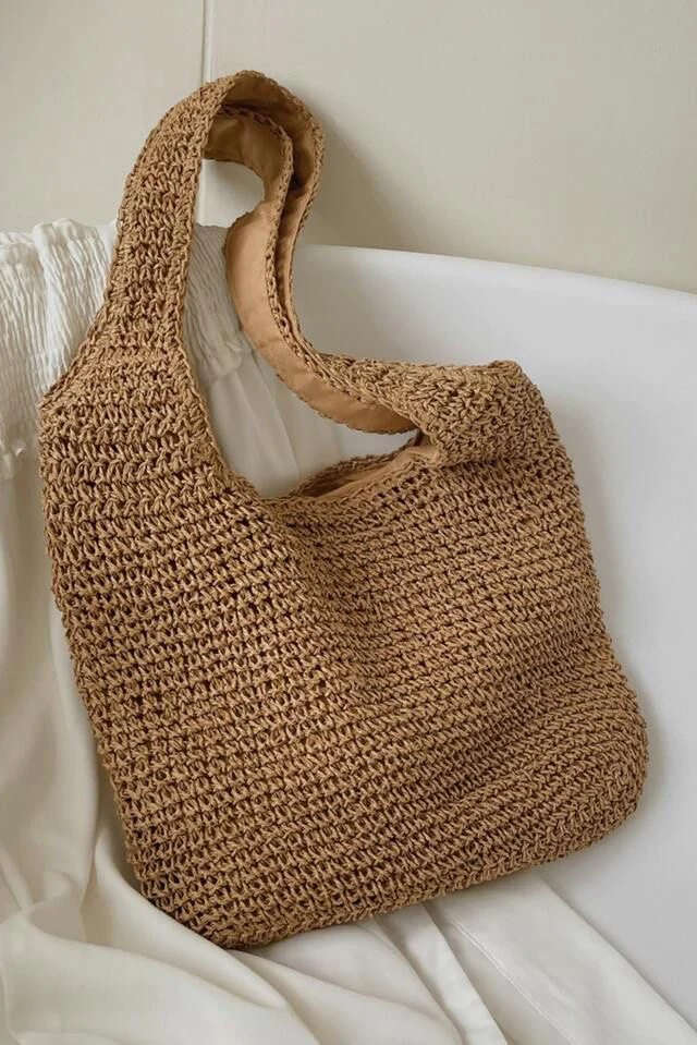 Chic Straw Woven Tote Bag for Y2K Fashion Lovers - Perfect for Coquette and Grunge Aesthetics