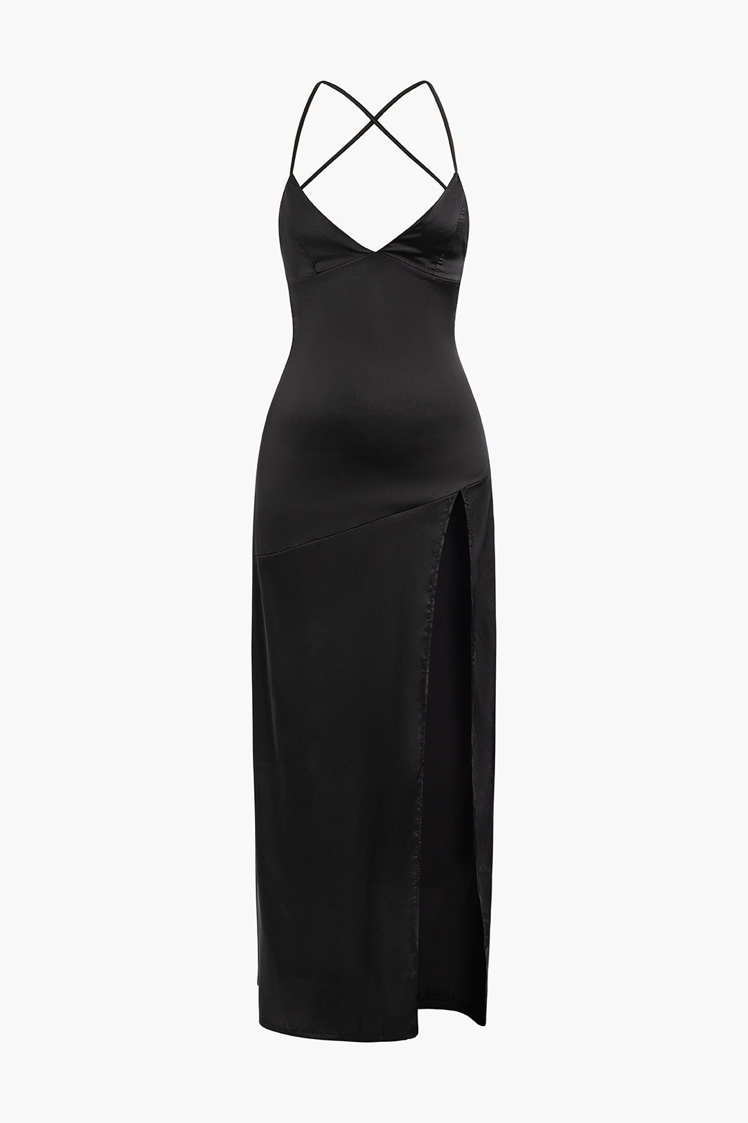 Chic Tie Backless Slit V-Neck Maxi Dress for Effortless Y2K Aesthetic Style