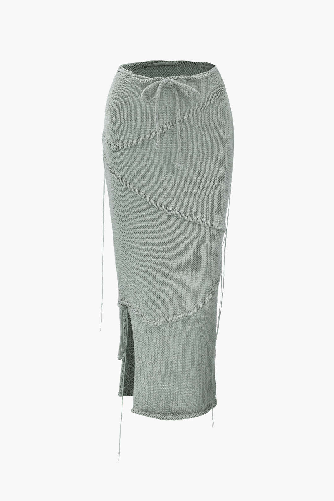 Chic Tie Waist Knit Slit Skirt for Y2K Fashion Lovers - Perfect for Coquette Aesthetic