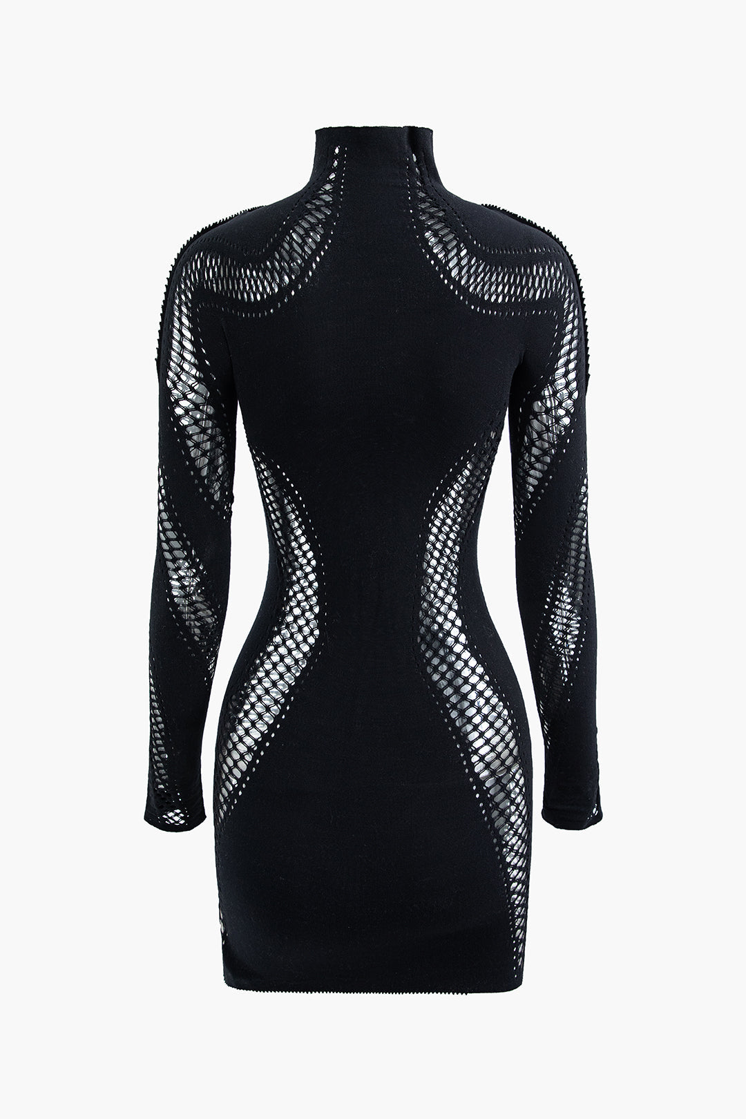 Chic Turtleneck Cut Out Long Sleeve Mini Dress for Y2K Aesthetic Fashion Lovers