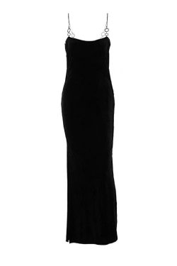 Chic Velvet O-Ring Hollow Out Backless Maxi Dress for Y2K and Coquette Aesthetic