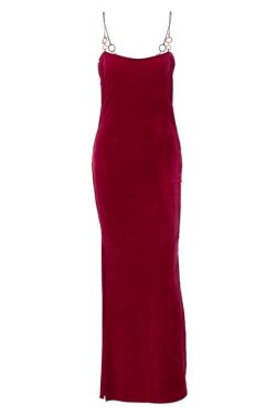 Chic Velvet O-Ring Hollow Out Backless Maxi Dress for Y2K and Coquette Aesthetic