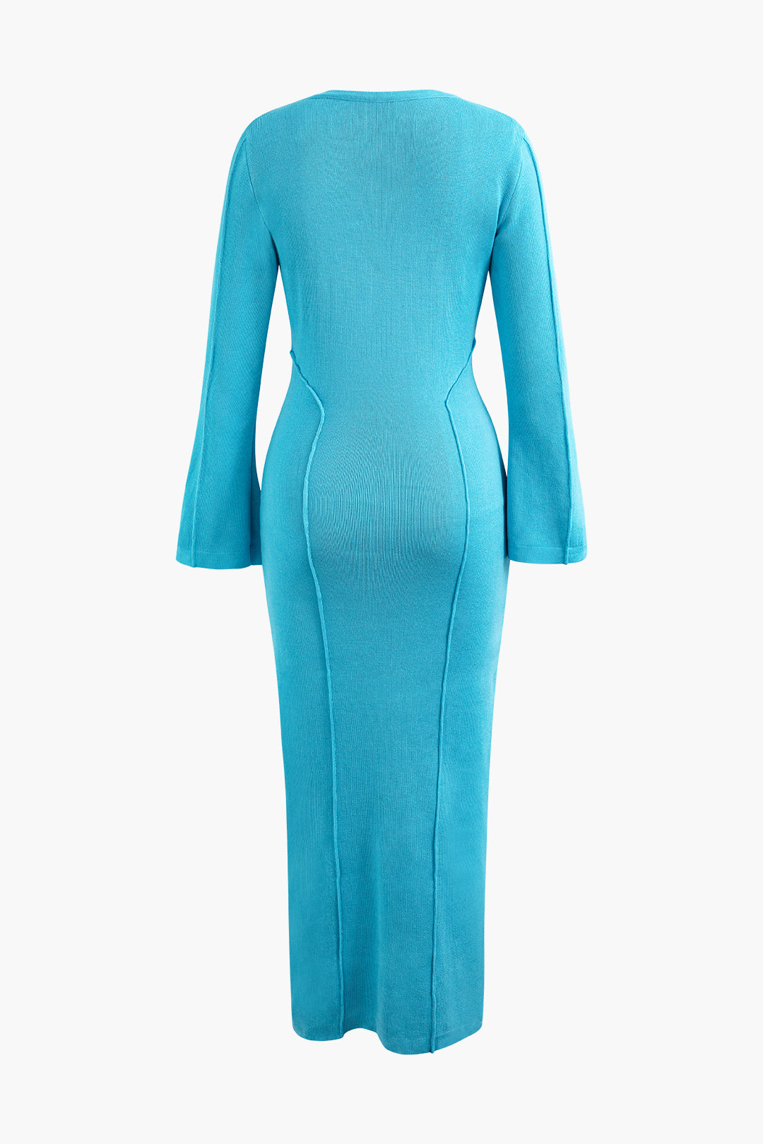 Chic Y2K Aesthetic Round Neck Bell Sleeve Knit Maxi Dress for Effortless Style