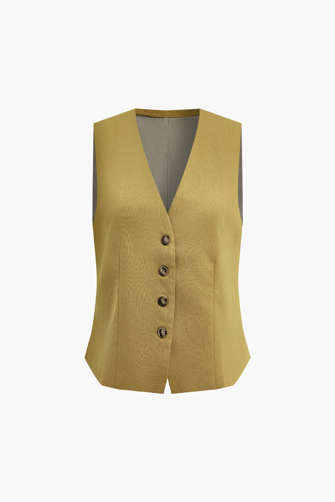 Chic Y2K Button-Up Flax V-Neck Vest for Trendy Coquette and Grunge Aesthetic Outfits