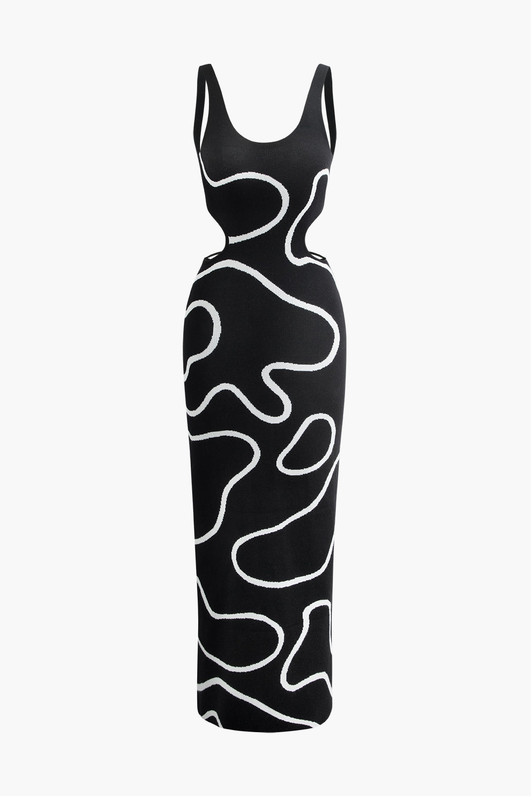 Chic Y2K Cut-Out Knit Maxi Dress with Square Neck for Effortless Coquette Aesthetic