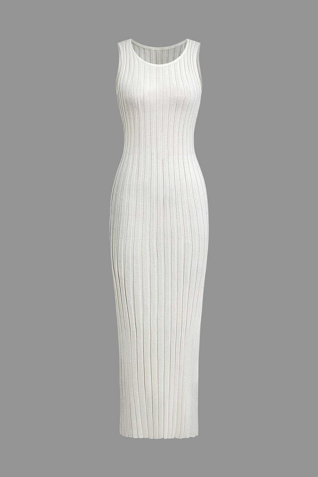 Chic Y2K Style Round Neck Tie Waist Rib Knit Tank Dress for Effortless Aesthetic Looks