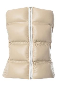 Chic Y2K Style Zip-Up PU Leather Tube Top for a Trendy Winter Look