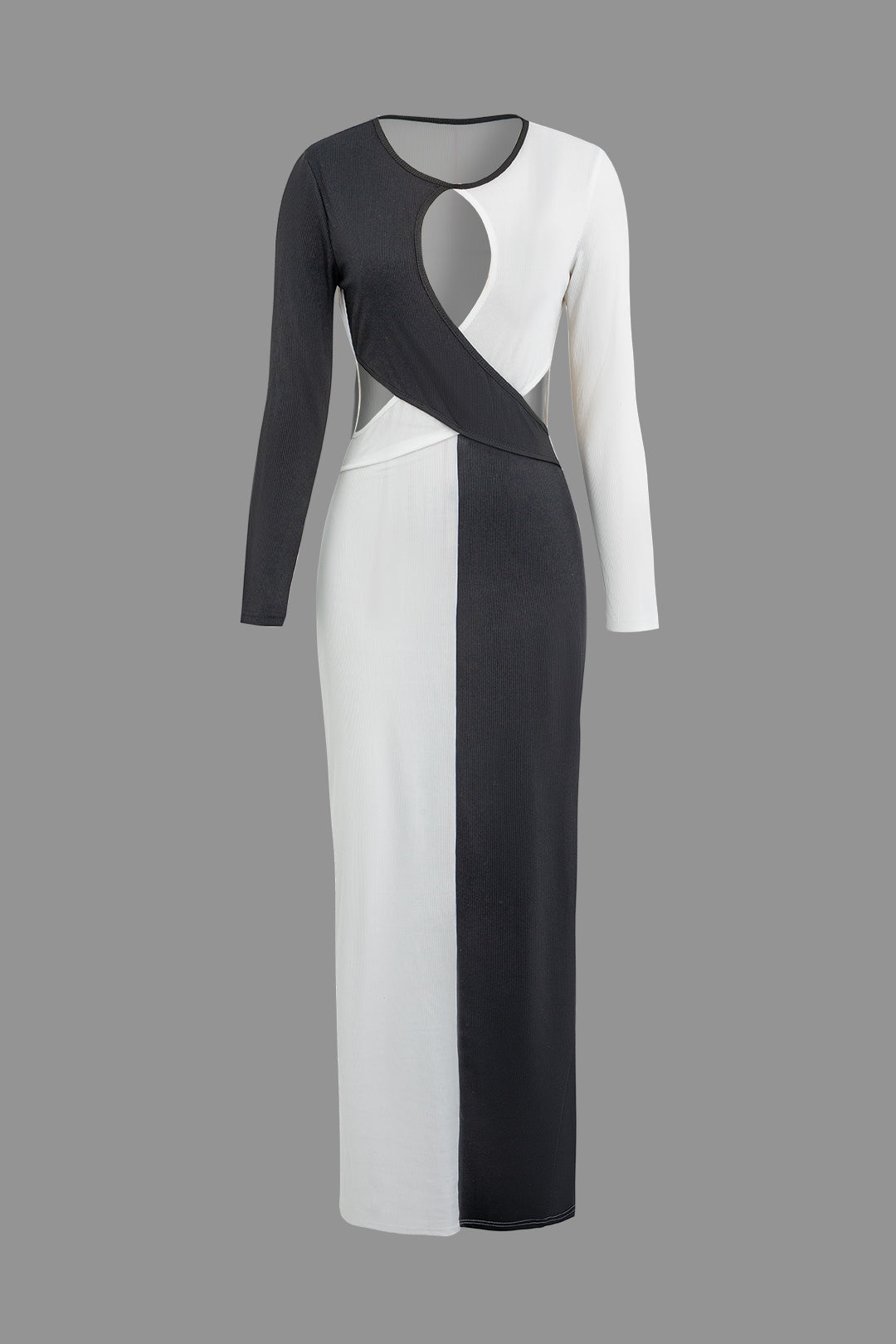 Color Block Cut Out Maxi Dress - Y2K Aesthetic Fashion for Trendy Outfits