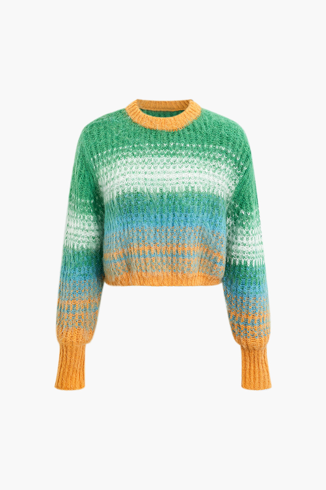 Color Block Round Neck Knit Sweater - Y2K Aesthetic Comfy Top for Trendy Outfits