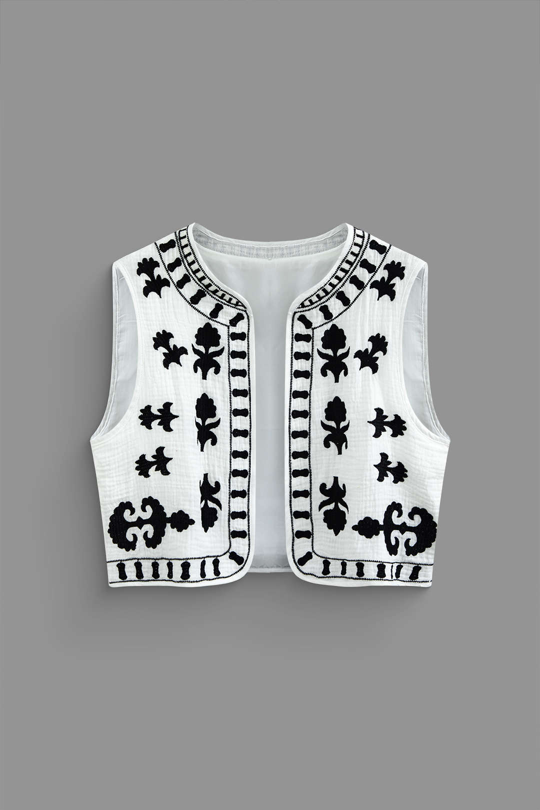 Contrast Floral Pattern Vest - Y2K Aesthetic Layering Piece for Coquette and Grunge Styles