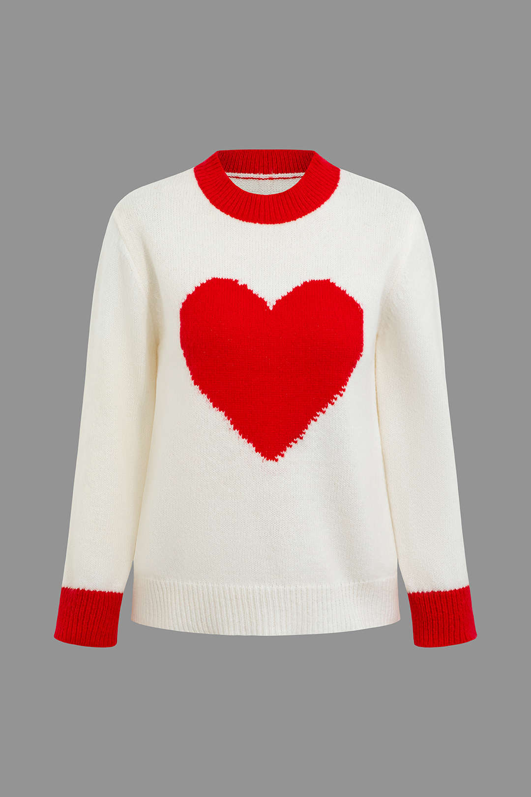 Contrast Heart Pattern Y2K Aesthetic Long Sleeve Top for Cute and Comfy Outfits