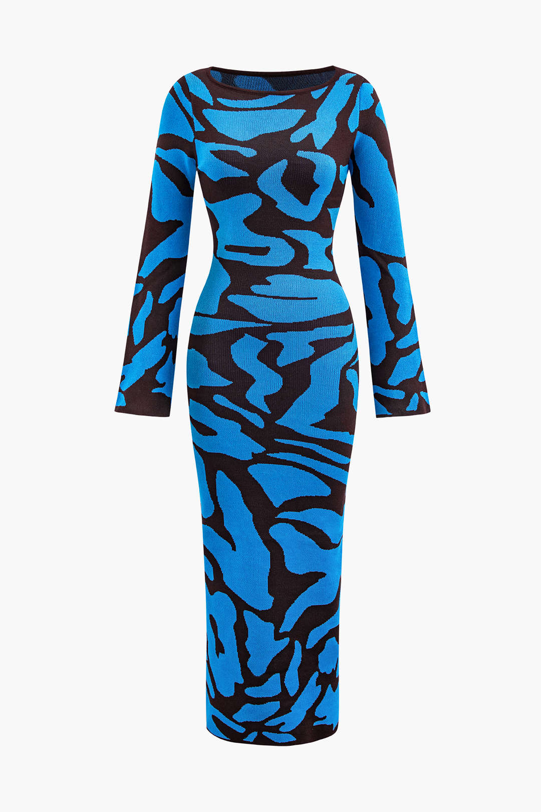 Contrast Pattern Round Neck Knit Maxi Dress - Y2K Aesthetic Fashion for Effortless Style