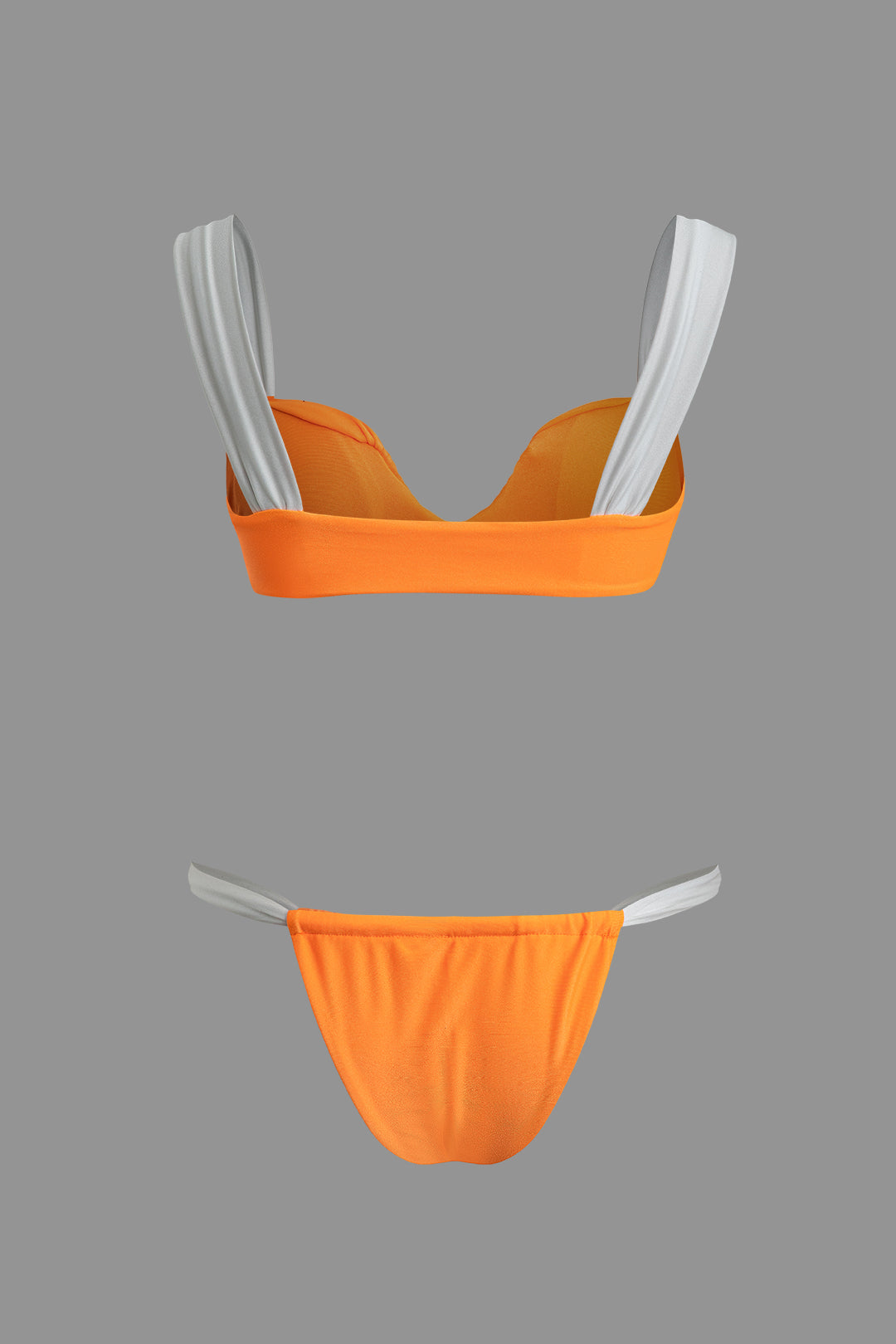 Contrast Ruched Bikini Set - Y2K Aesthetic Swimwear for Trendy Summer Vibes