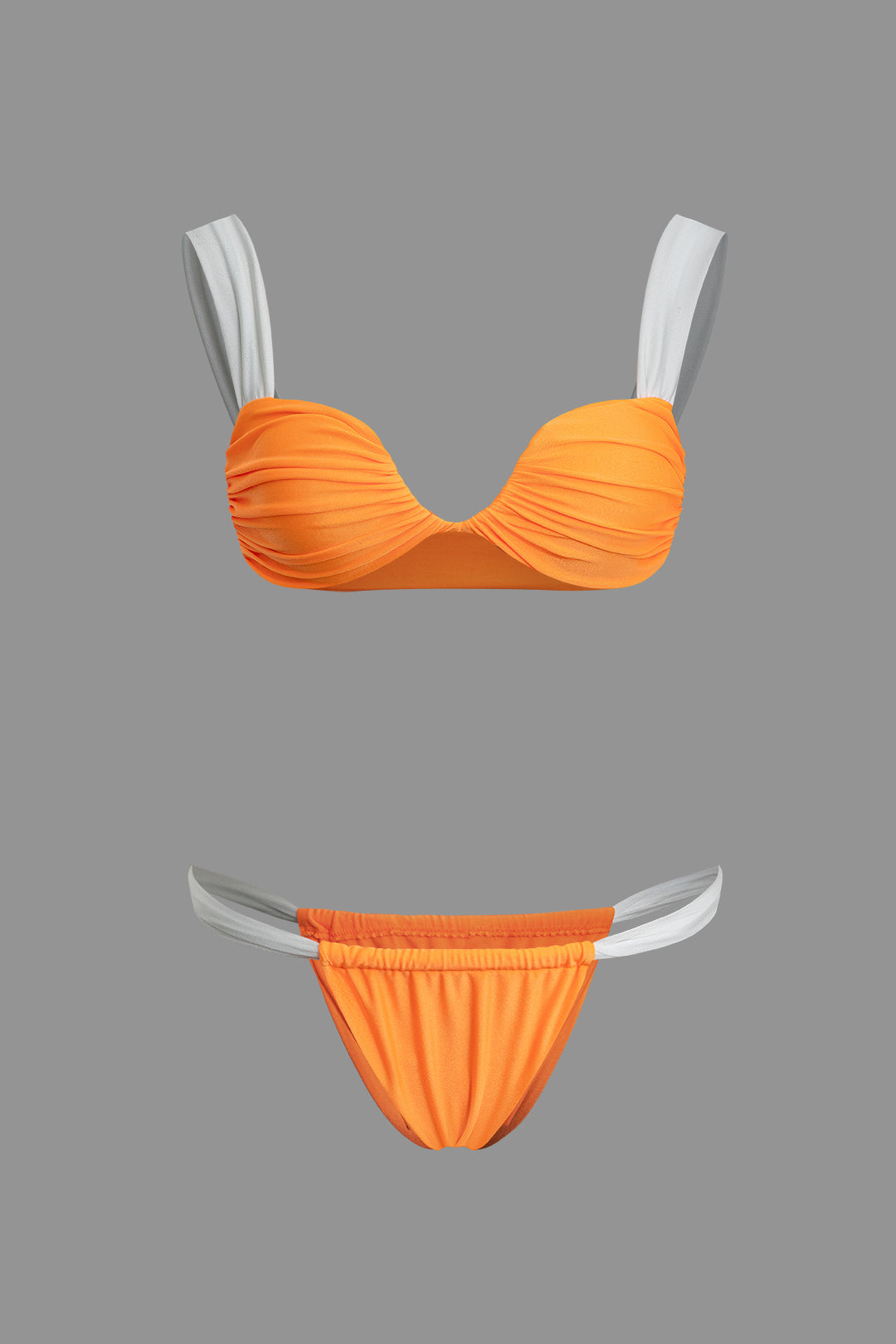 Contrast Ruched Bikini Set - Y2K Aesthetic Swimwear for Trendy Summer Vibes