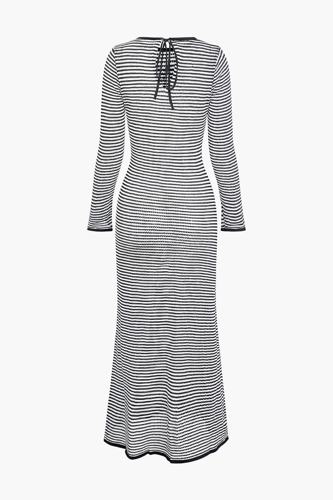 Contrast Stripe Long Sleeve Knit Maxi Dress - Y2K Aesthetic Fashion for Effortless Style