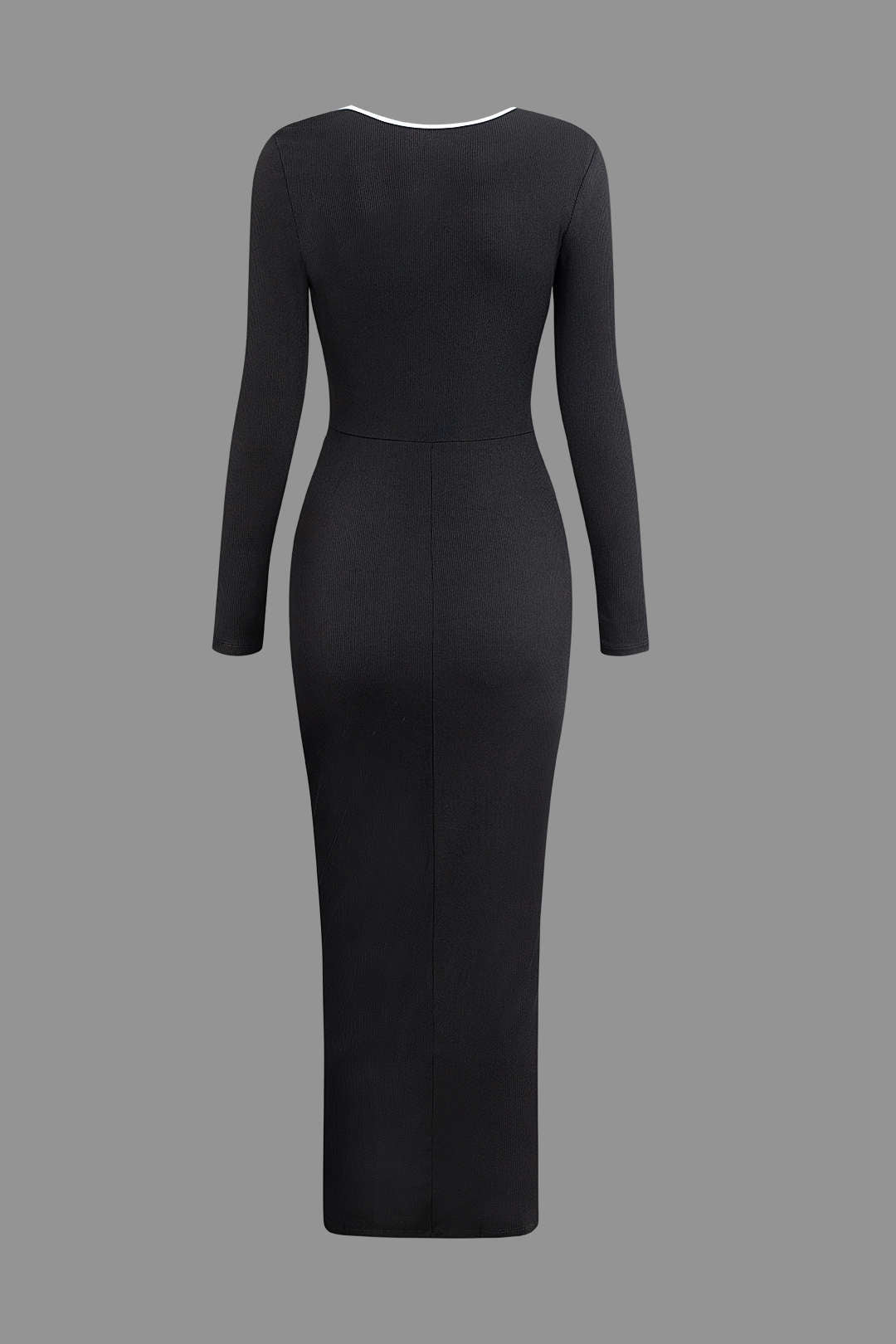 Contrast Trim Cut-Out Asymmetrical Long Sleeve Maxi Dress for Y2K Fashion Lovers