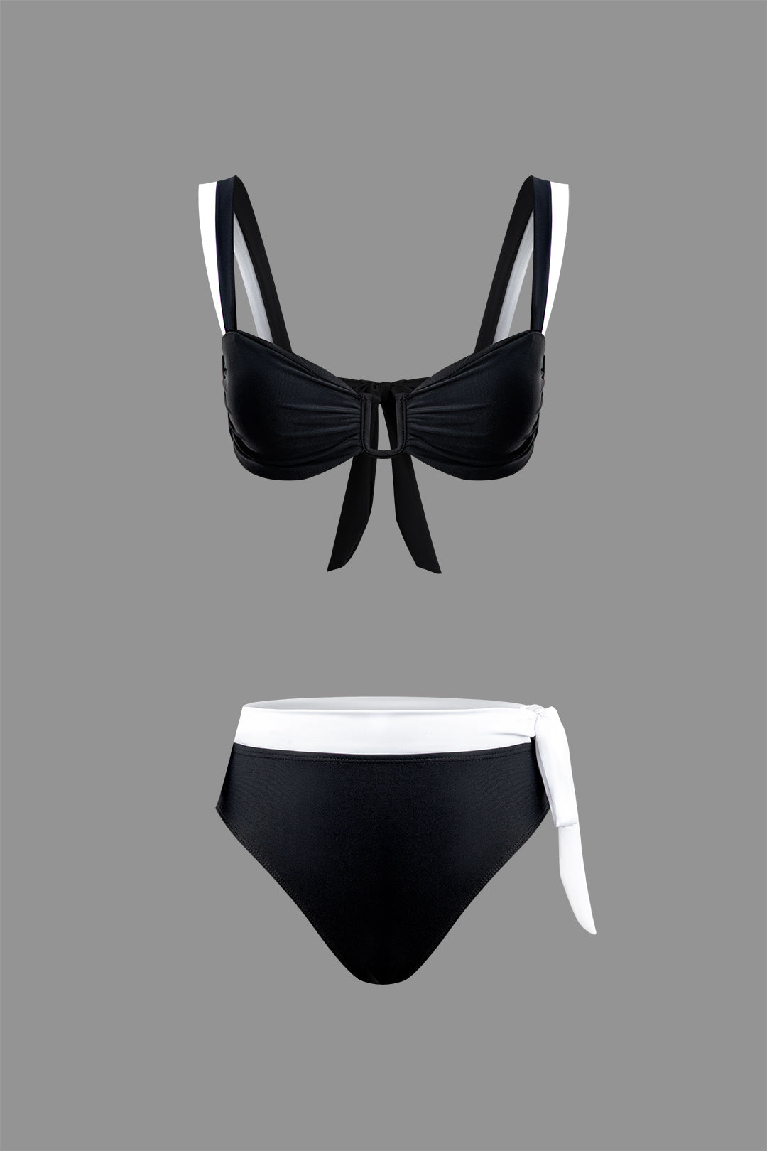 Contrast Trim Knot Detail Bikini Set - Y2K Aesthetic Swimwear for Trendy Summer Vibes