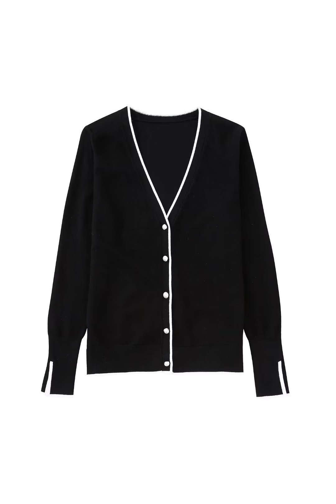 Contrast Trim Pearl Button Knit Cardigan - Y2K Aesthetic Cute Top for Coquette Style Outfits