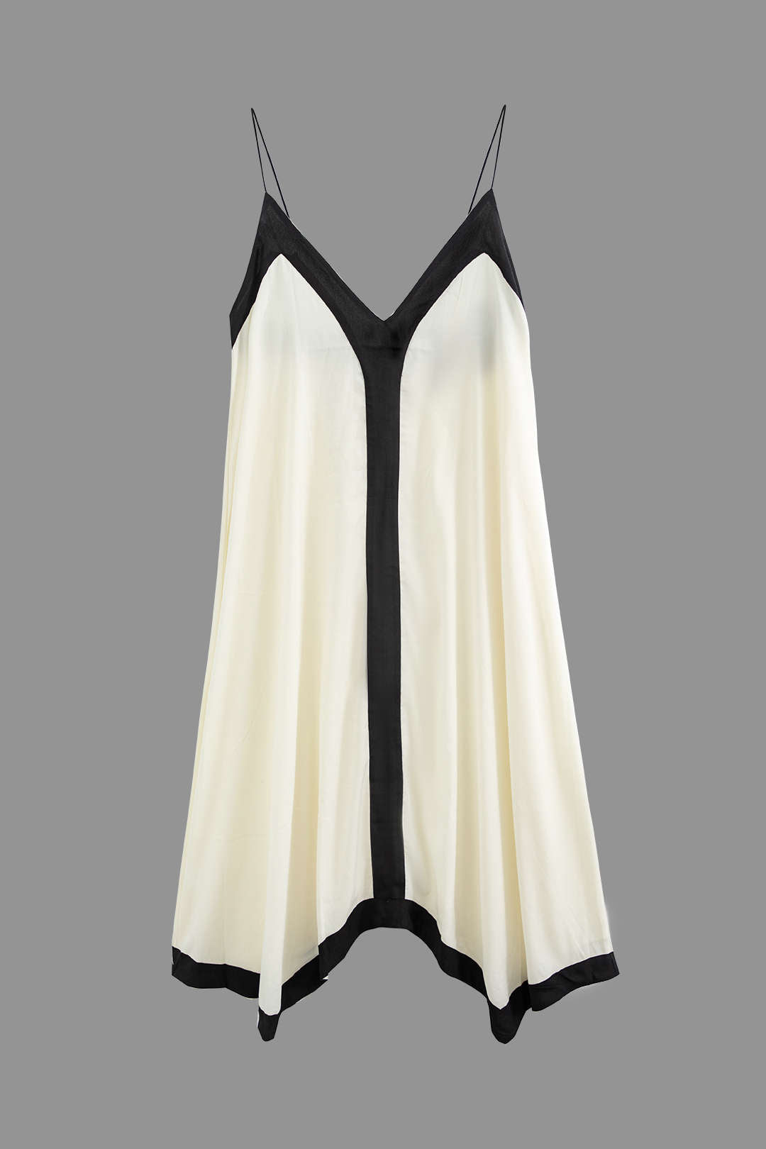 Contrast Trim V-neck Slip Maxi Dress - Y2K Aesthetic Fashion for Effortless Style