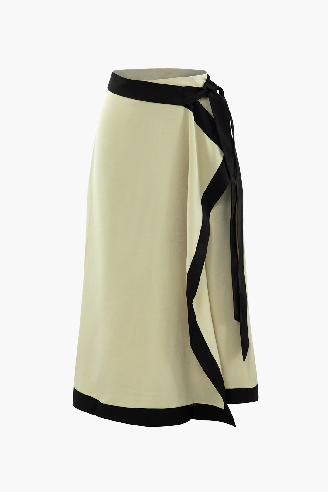 Contrast Trim Wrap Knot Side Midi Skirt - Y2K Aesthetic Fashion for Trendy Outfits