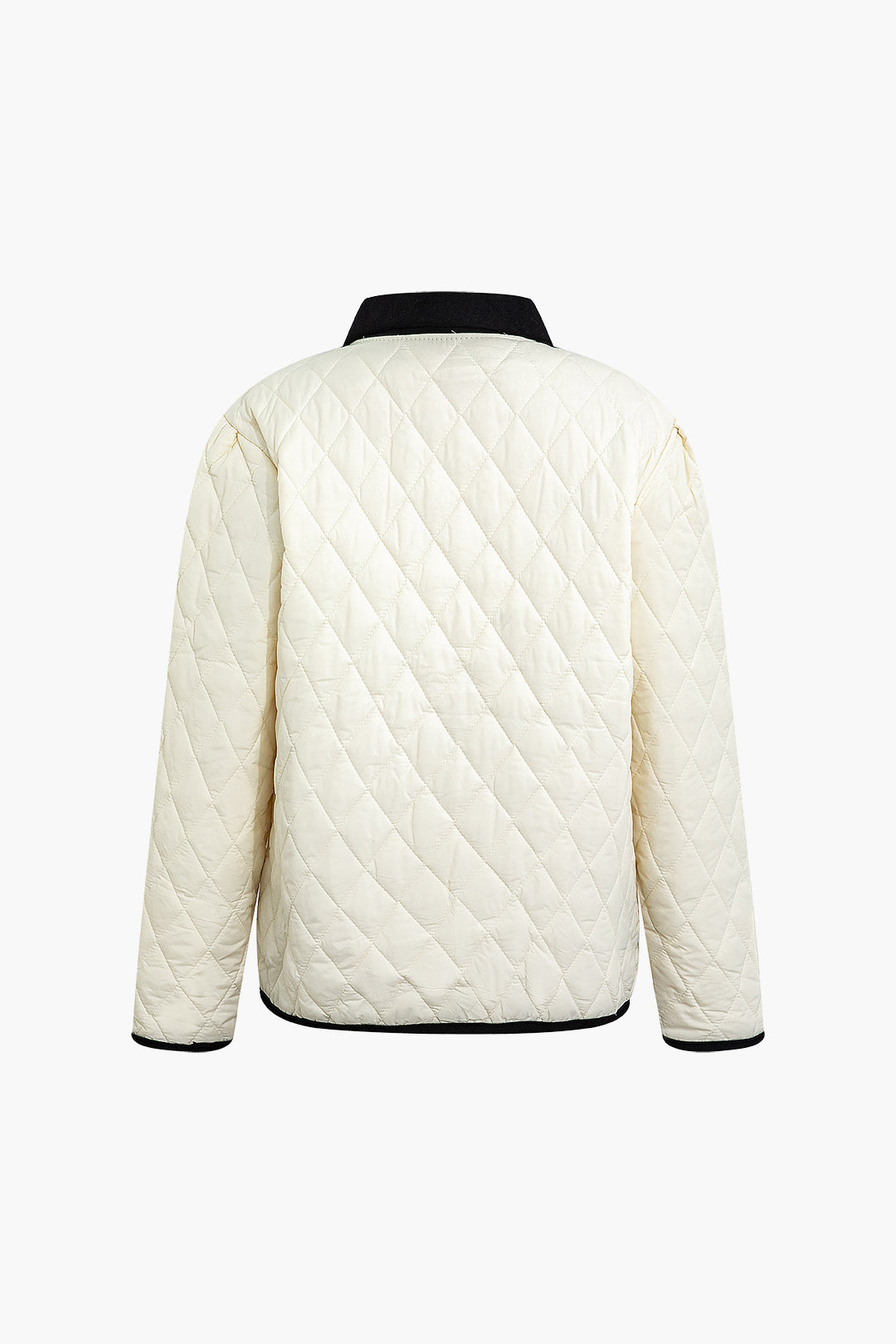 Contrast Trim Y2K Aesthetic Diamond Quilted Puffer Jacket for Cozy Chic Style