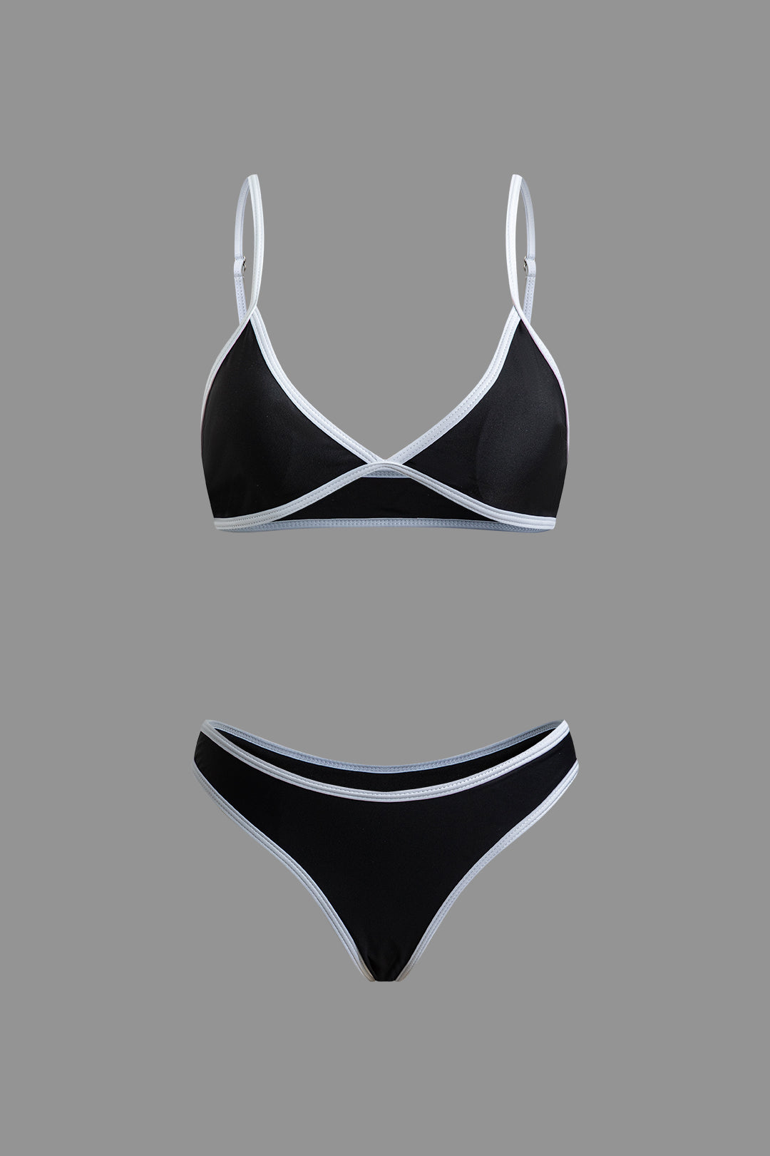 Contrast Trim Y2K Bikini Set - Cute Retro Swimwear for Coquette and Grunge Aesthetics