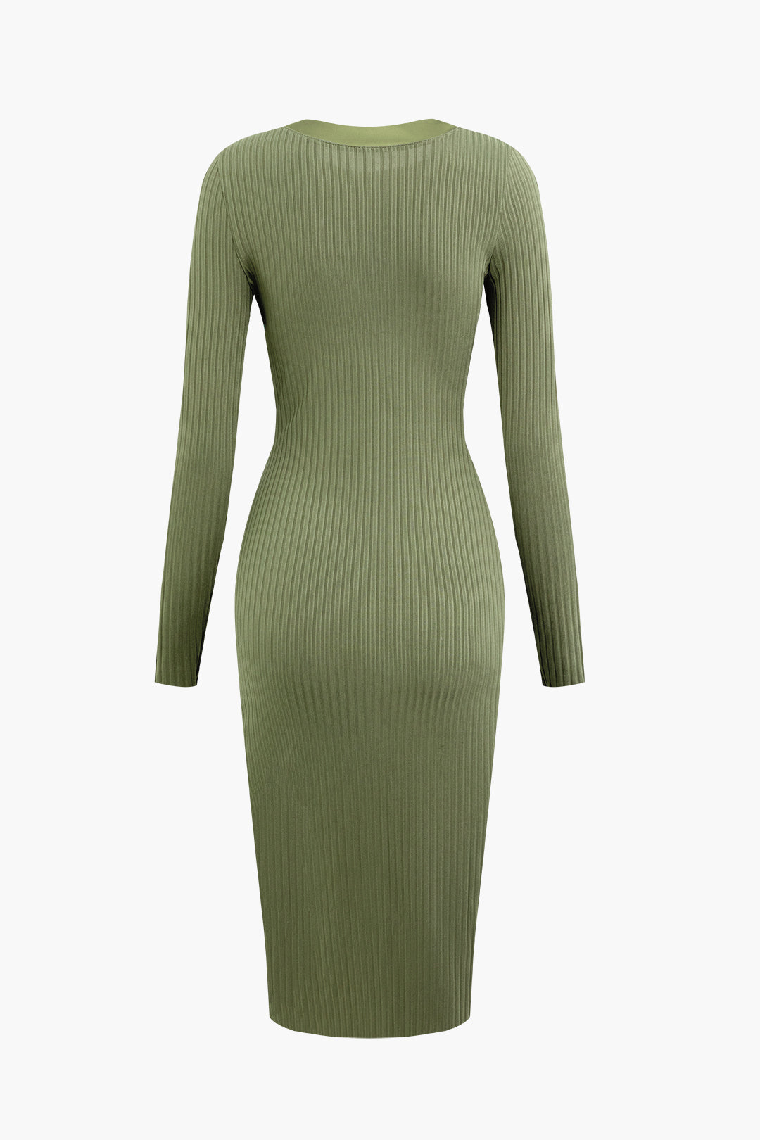 Coquette Aesthetic Button Up Flap Pocket Rib Knit Long Sleeve Midi Dress for Y2K Style