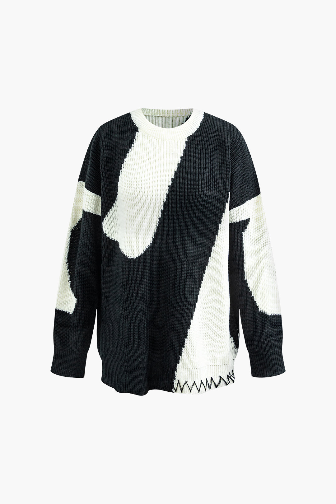 Coquette Aesthetic Contrast Round Neck Long Sleeve Sweater for Y2K Fashion Lovers