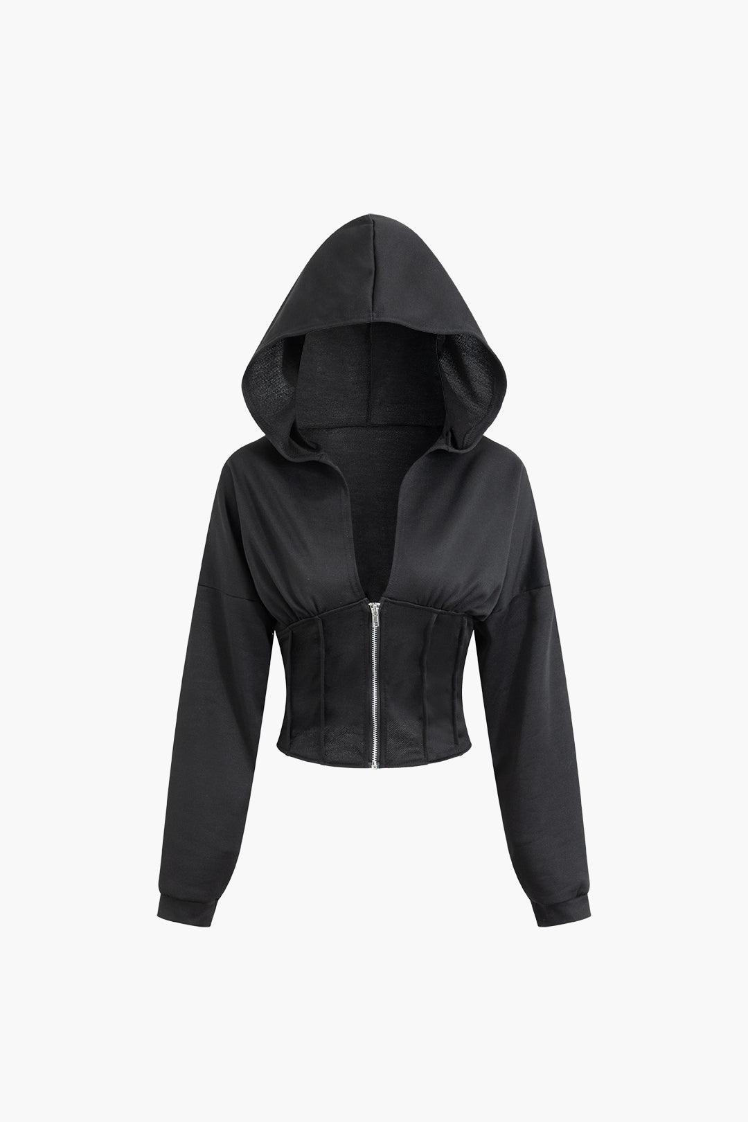 Coquette Aesthetic Hooded Half Zipper V-Neck Jacket for Y2K Fashion Lovers