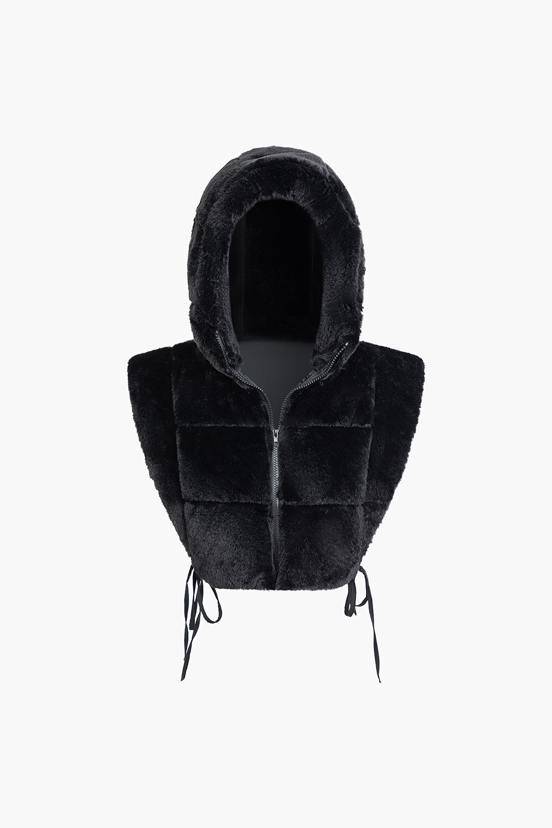 Coquette Aesthetic Hooded Zipper Faux Fur Vest with Cut Out Sides for Y2K Style