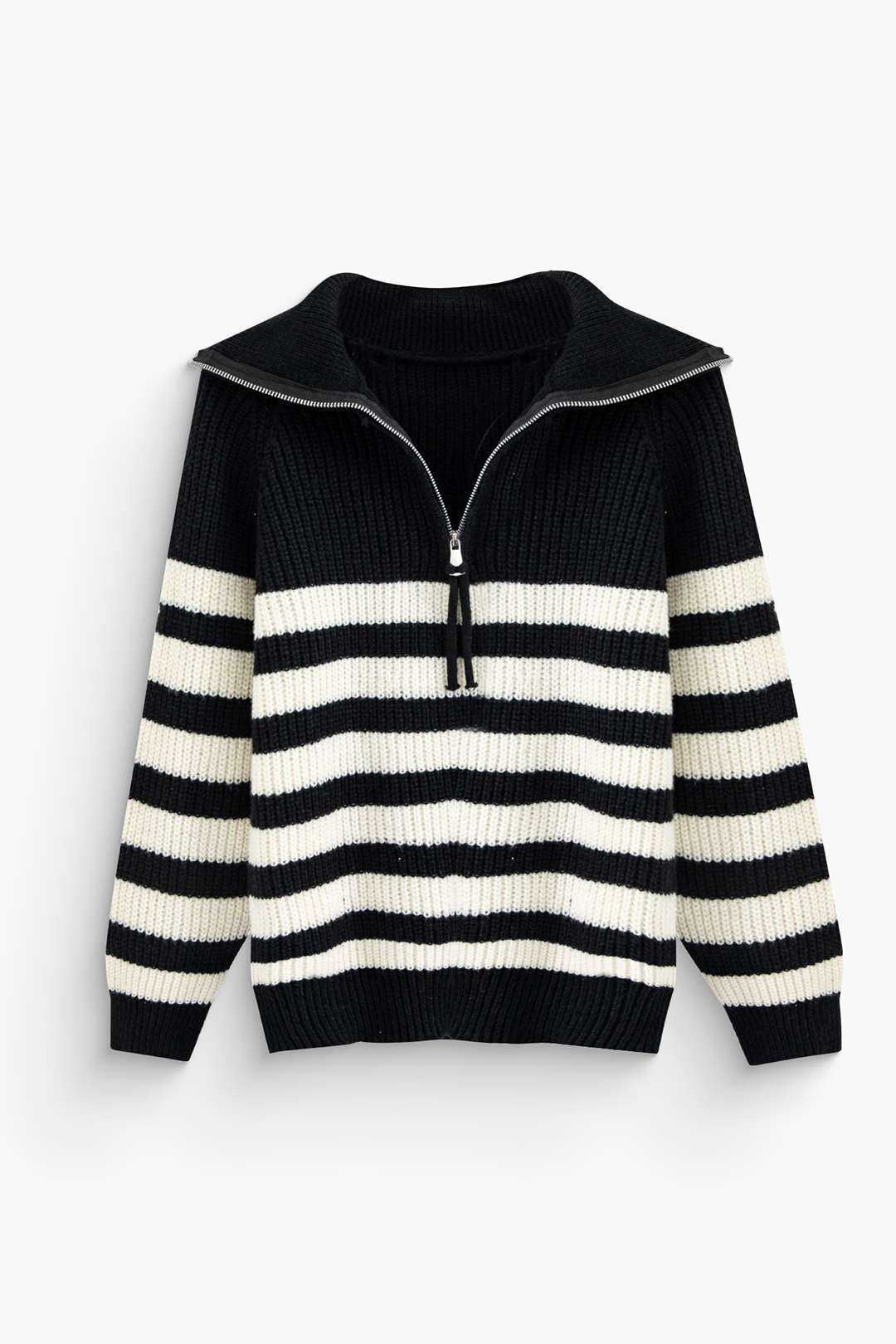 Coquette Aesthetic Stripe Half Zipper Lapel Sweater for Y2K Fashion Lovers