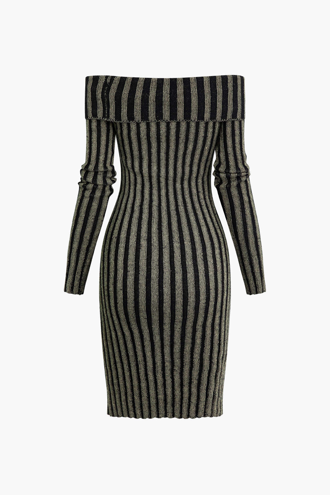 Coquette Aesthetic Stripe Knit Off The Shoulder Midi Dress for Y2K Fashion Lovers