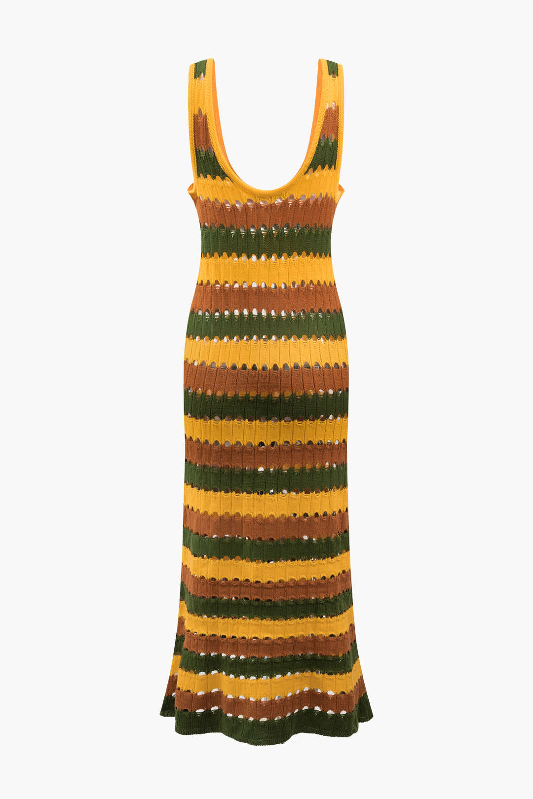 Coquette Aesthetic Stripe Knit U-Neck Midi Dress for Y2K Fashion Lovers