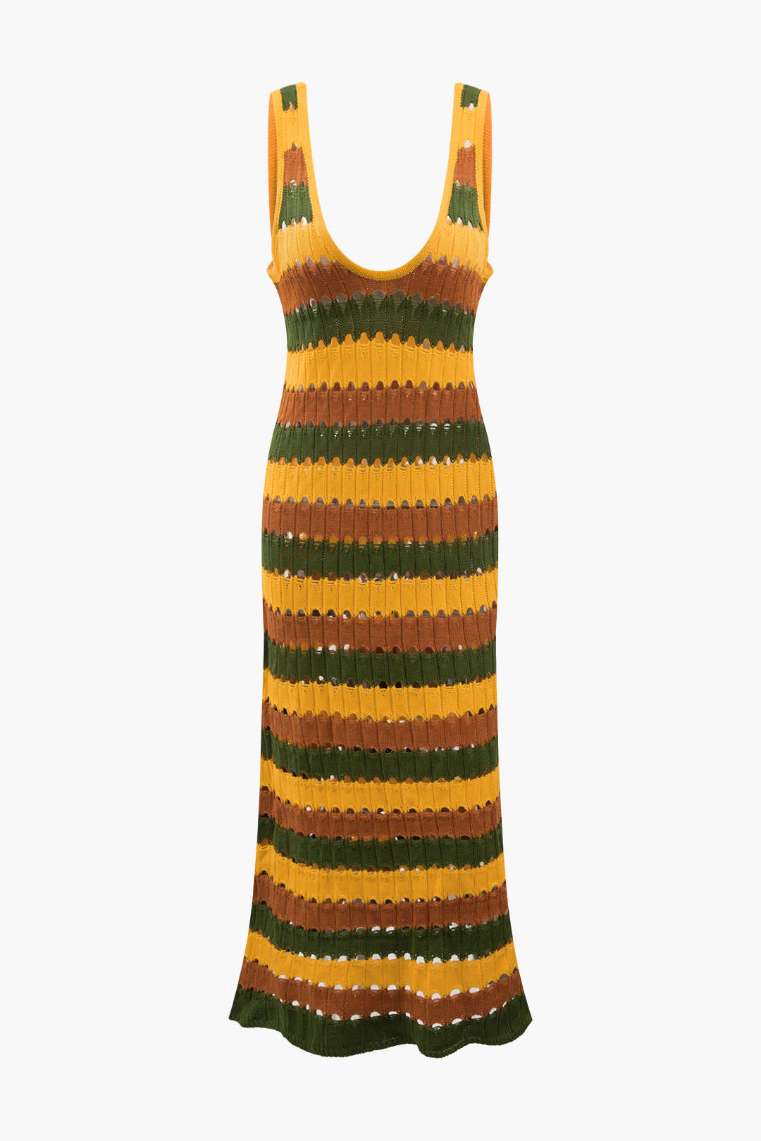 Coquette Aesthetic Stripe Knit U-Neck Midi Dress for Y2K Fashion Lovers