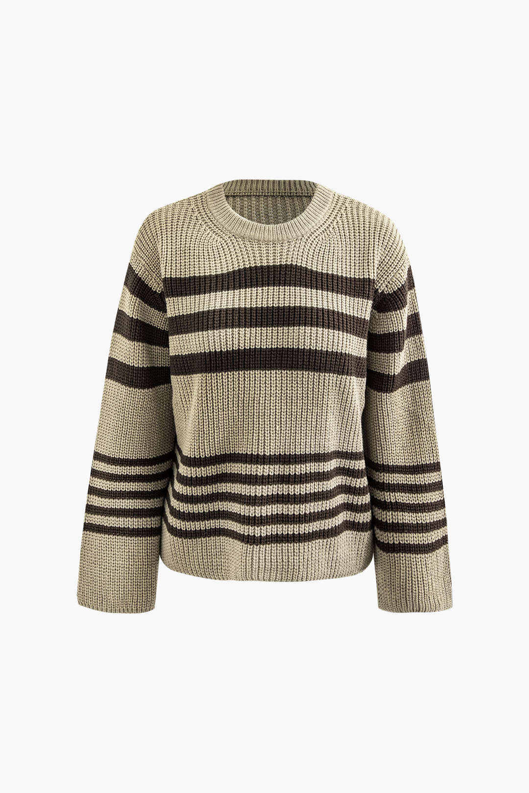 Coquette Aesthetic Stripe Round Neck Long Sleeve Knit Sweater for Y2K Fashion Lovers