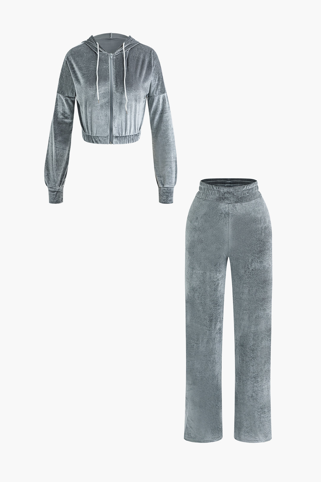 Coquette Aesthetic Velvet Zip-Up Hoodie and High-Waist Pants Set for Y2K Fashion Lovers