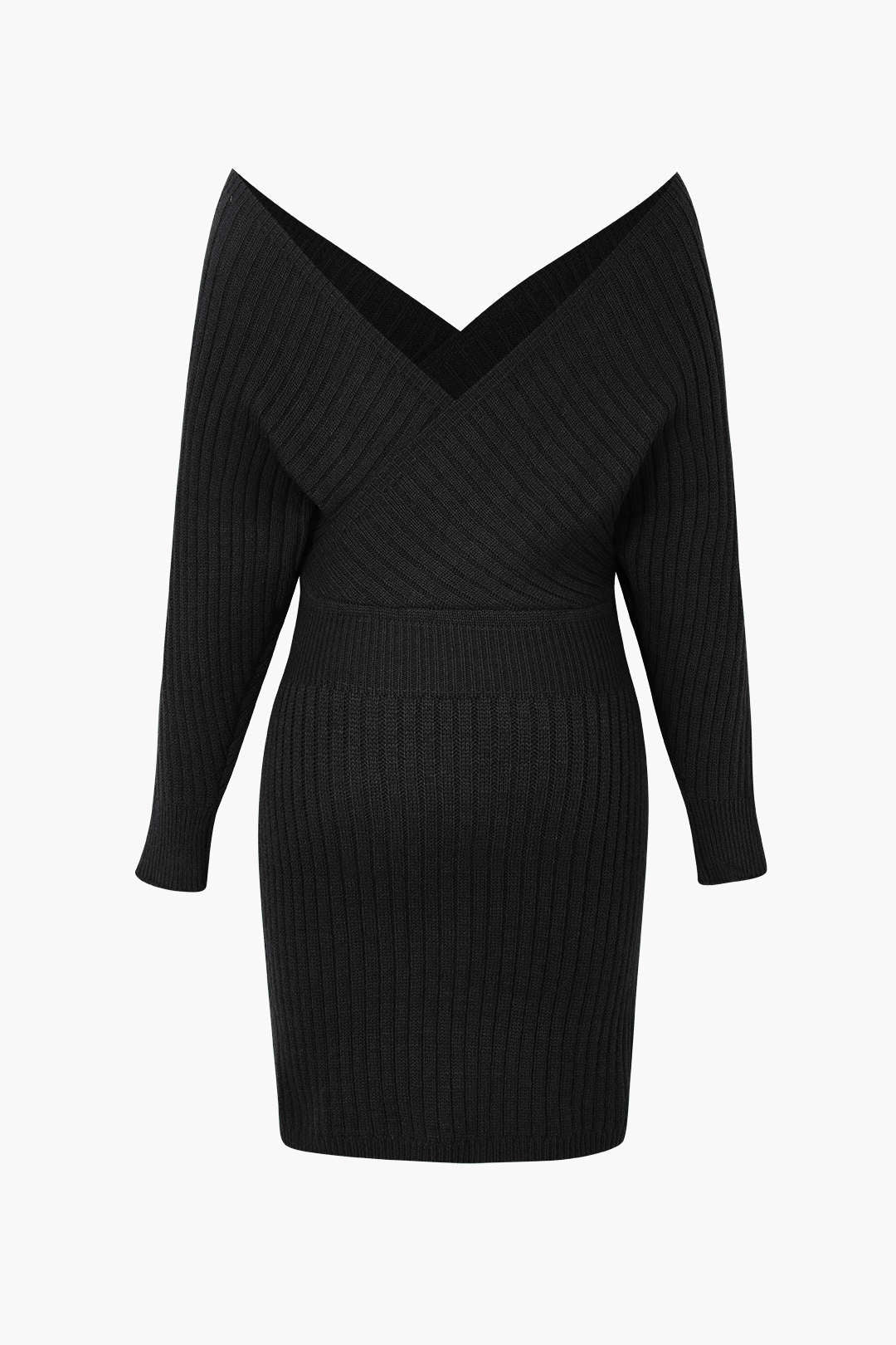 Coquette Off Shoulder V-Neck Sweater Mini Dress for Y2K Aesthetic Fashion Lovers