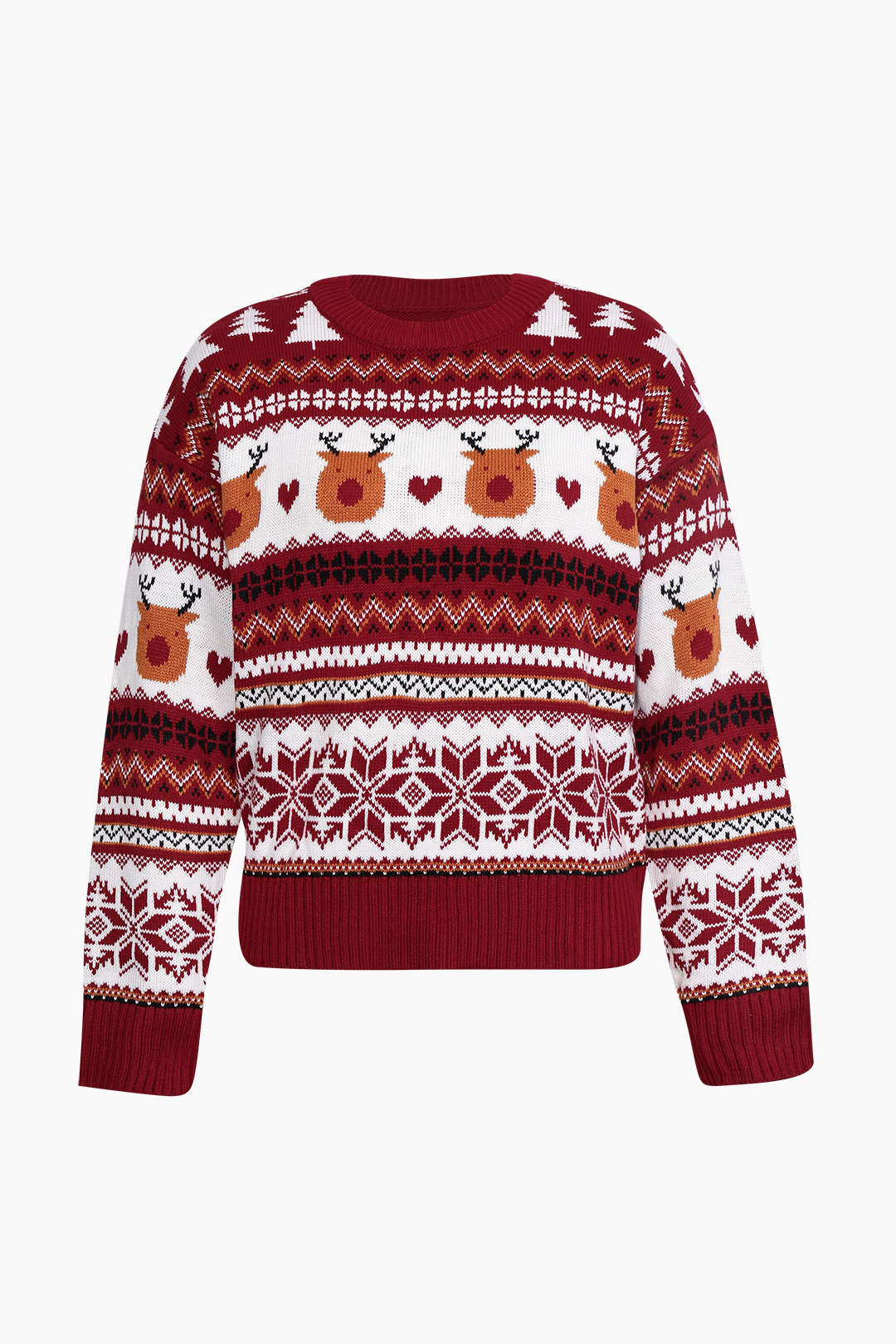 Cozy Aztec Fair Isle Reindeer Christmas Sweater for Y2K Aesthetic Holiday Vibes