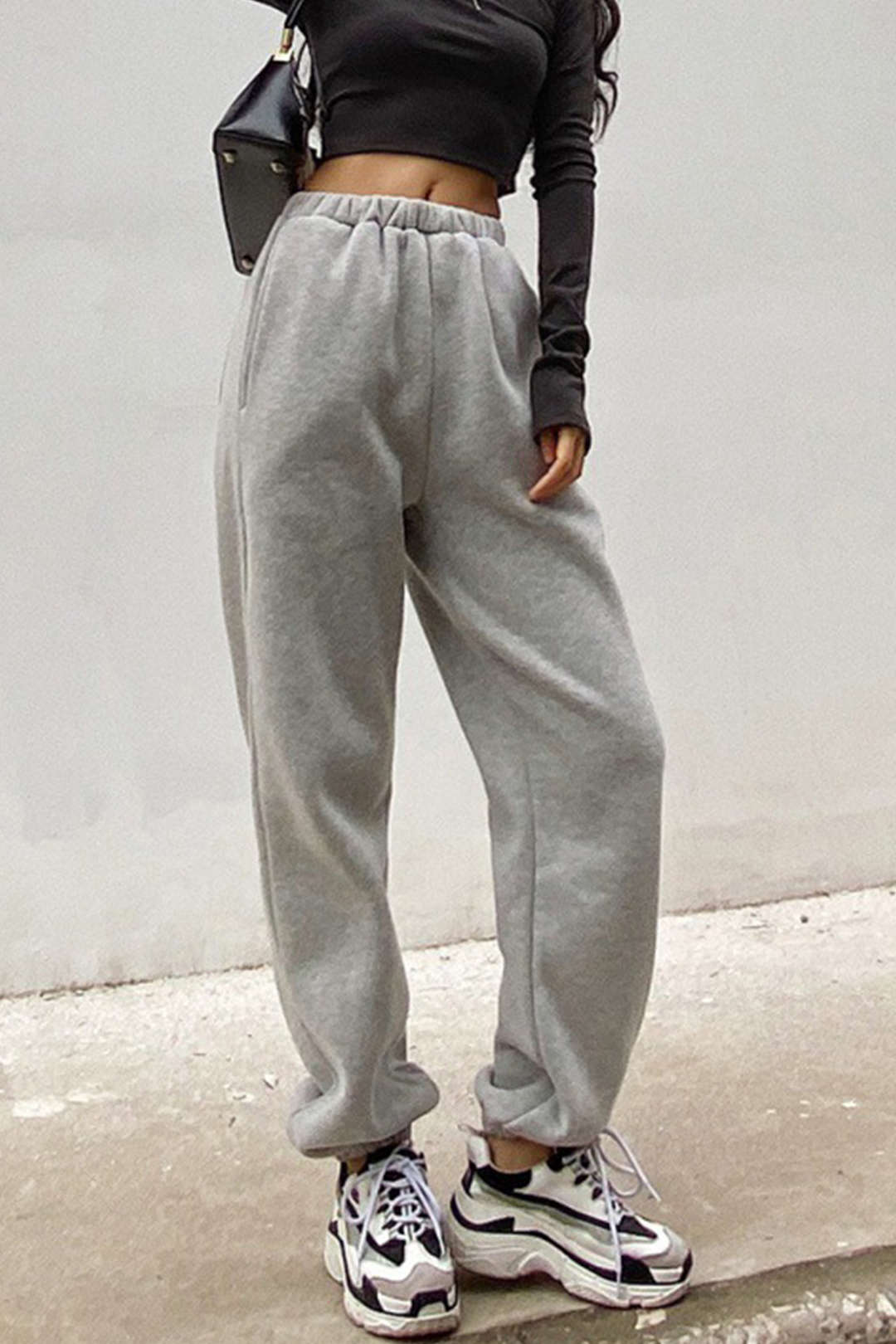 Cozy Fleece Drawstring Cuffed Sweatpants for Y2K Aesthetic and Comfy Outfits