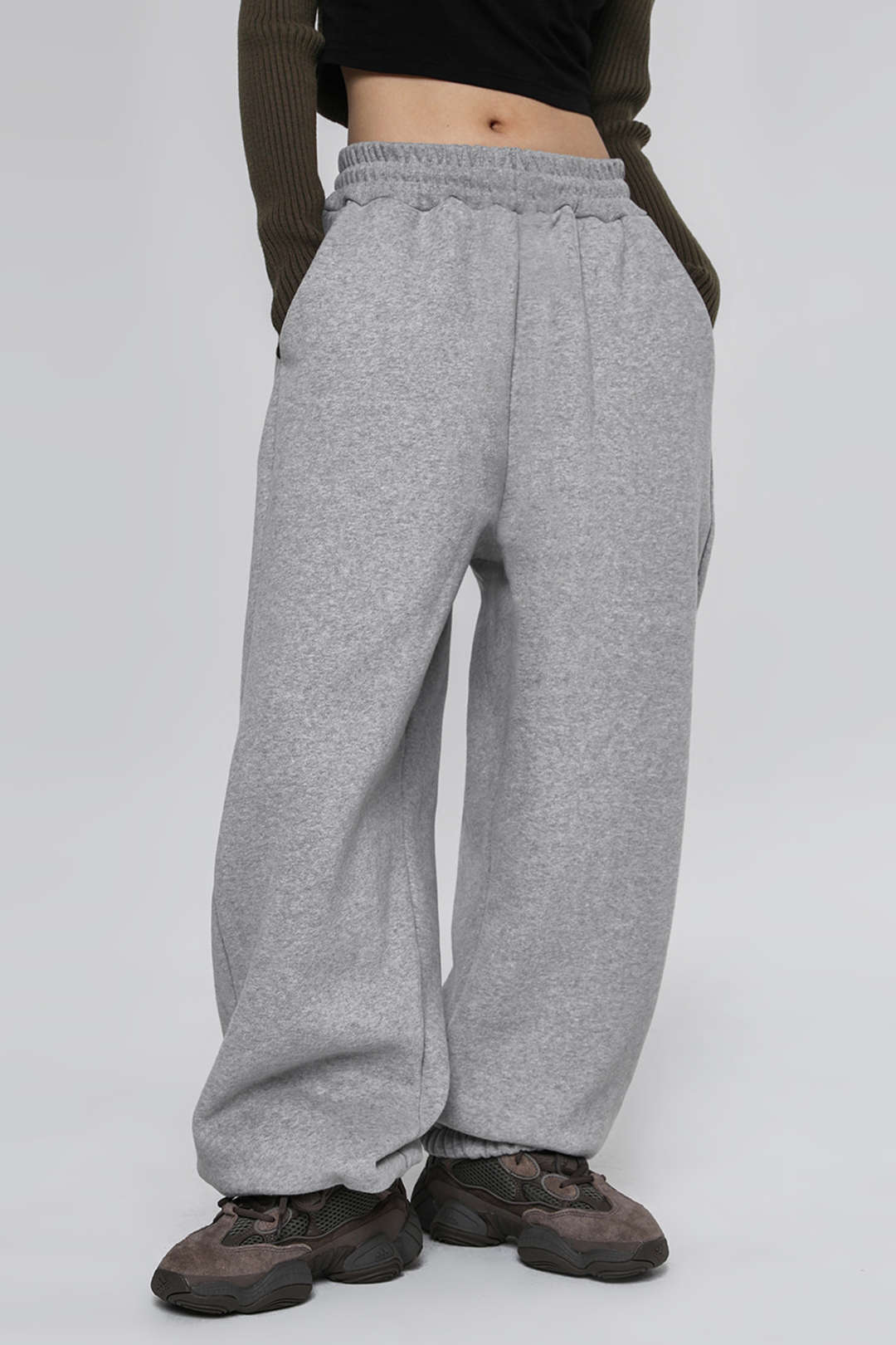 Cozy Fleece Drawstring Cuffed Sweatpants for Y2K Aesthetic and Comfy Outfits