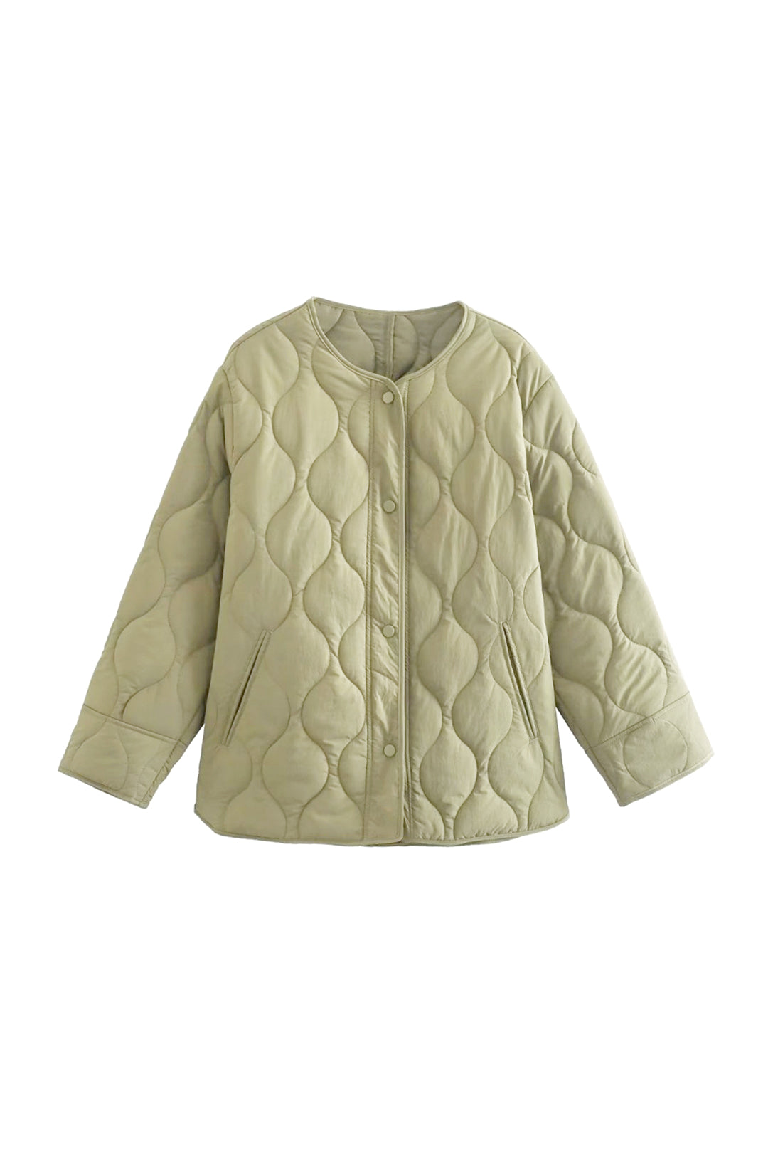 Cozy Round Neck Quilted Pocket Puffer Coat for Y2K Aesthetic and Grunge Style Outfits