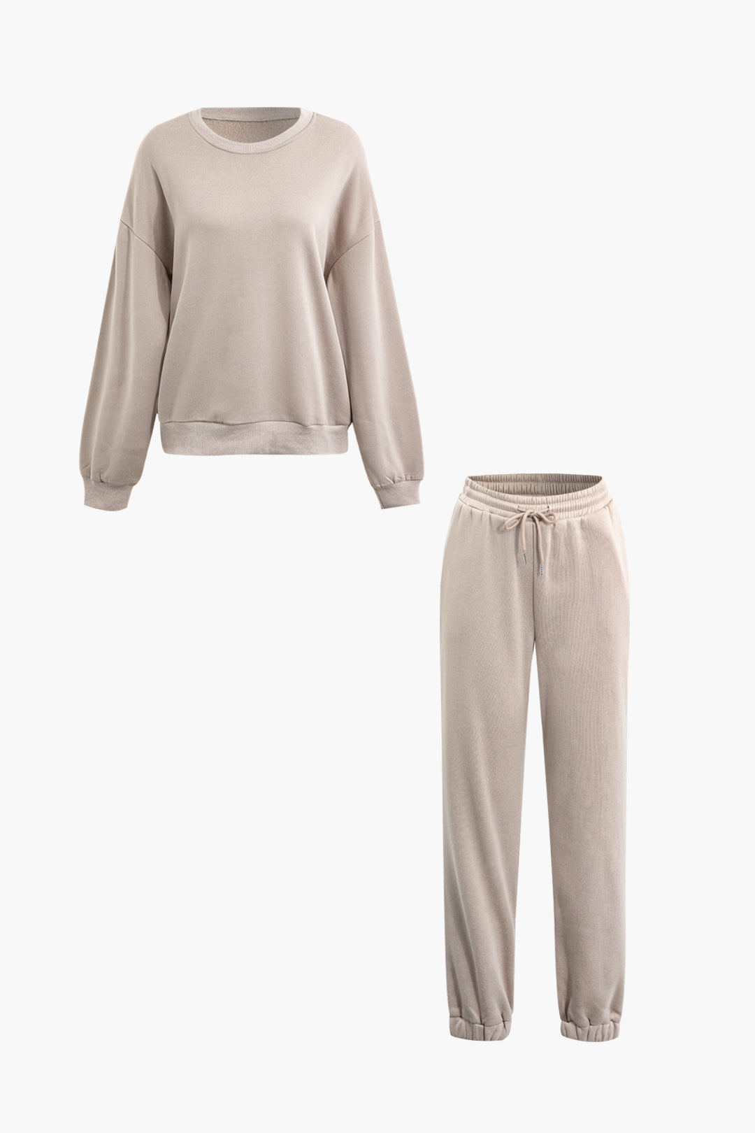 Cozy Y2K Aesthetic Long Sleeve Pullover Sweatshirt & Drawstring Elastic Pants Set