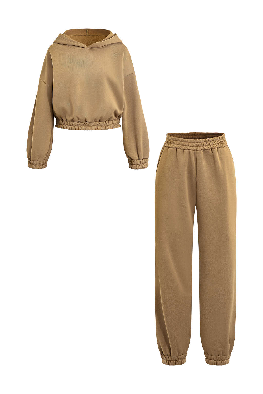 Cozy Y2K Style Hooded Long Sleeve Crop Sweatshirt & Cuffed Pants Set for Aesthetic Outfits