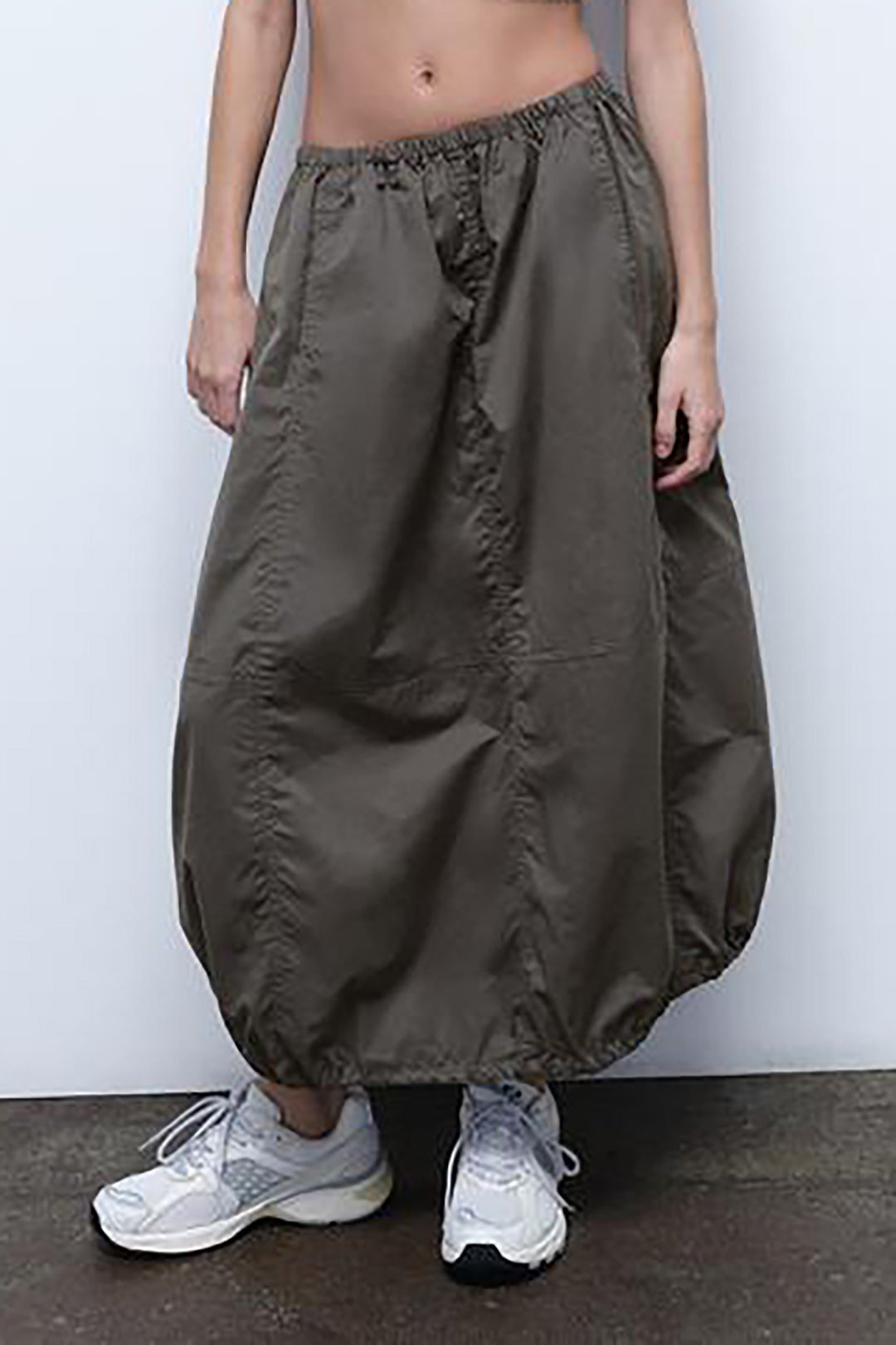 Cuff Hem Maxi Skirt - Y2K Aesthetic Cargo Skirt for Chic Coquette and Grunge Outfits