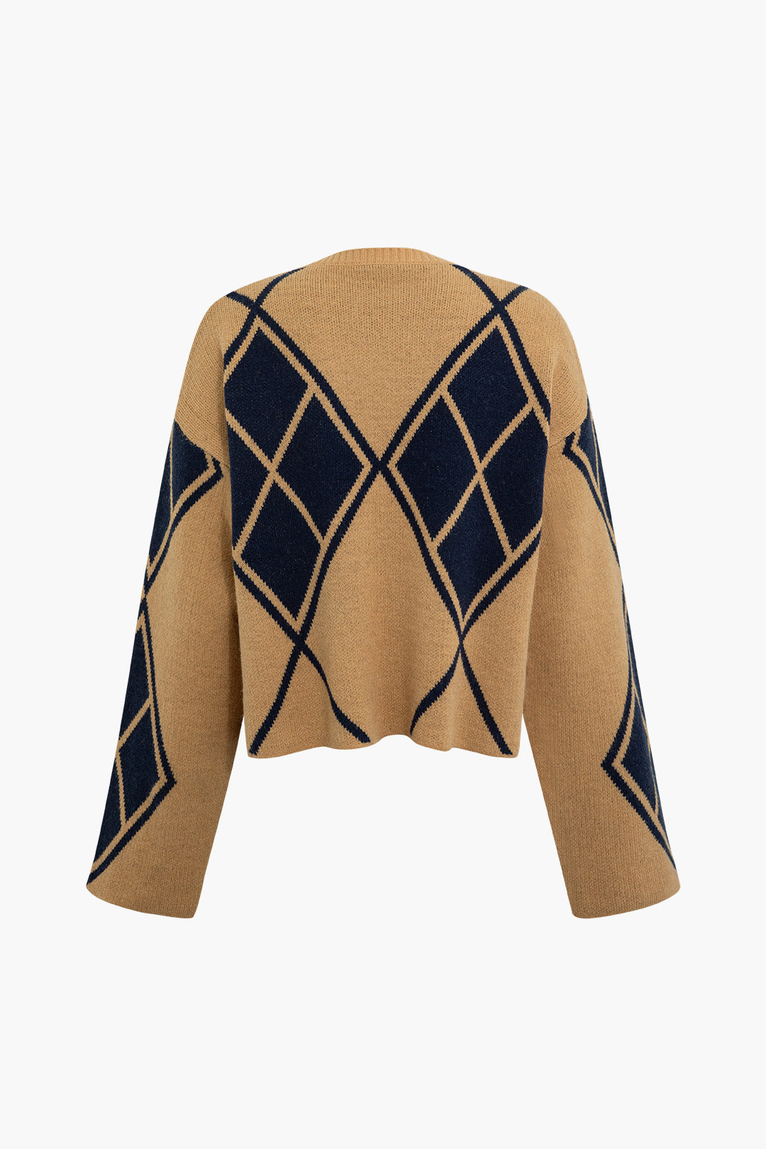 Diamond Pattern Loose Fit Sweater - Cozy Y2K Aesthetic Knit for Effortless Style