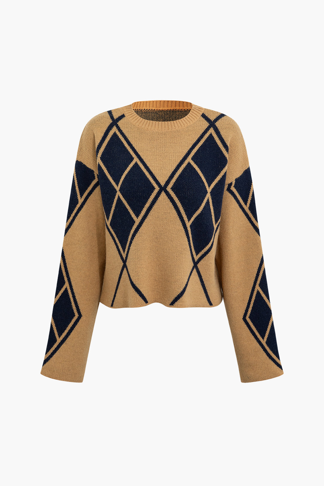 Diamond Pattern Loose Fit Sweater - Cozy Y2K Aesthetic Knit for Effortless Style