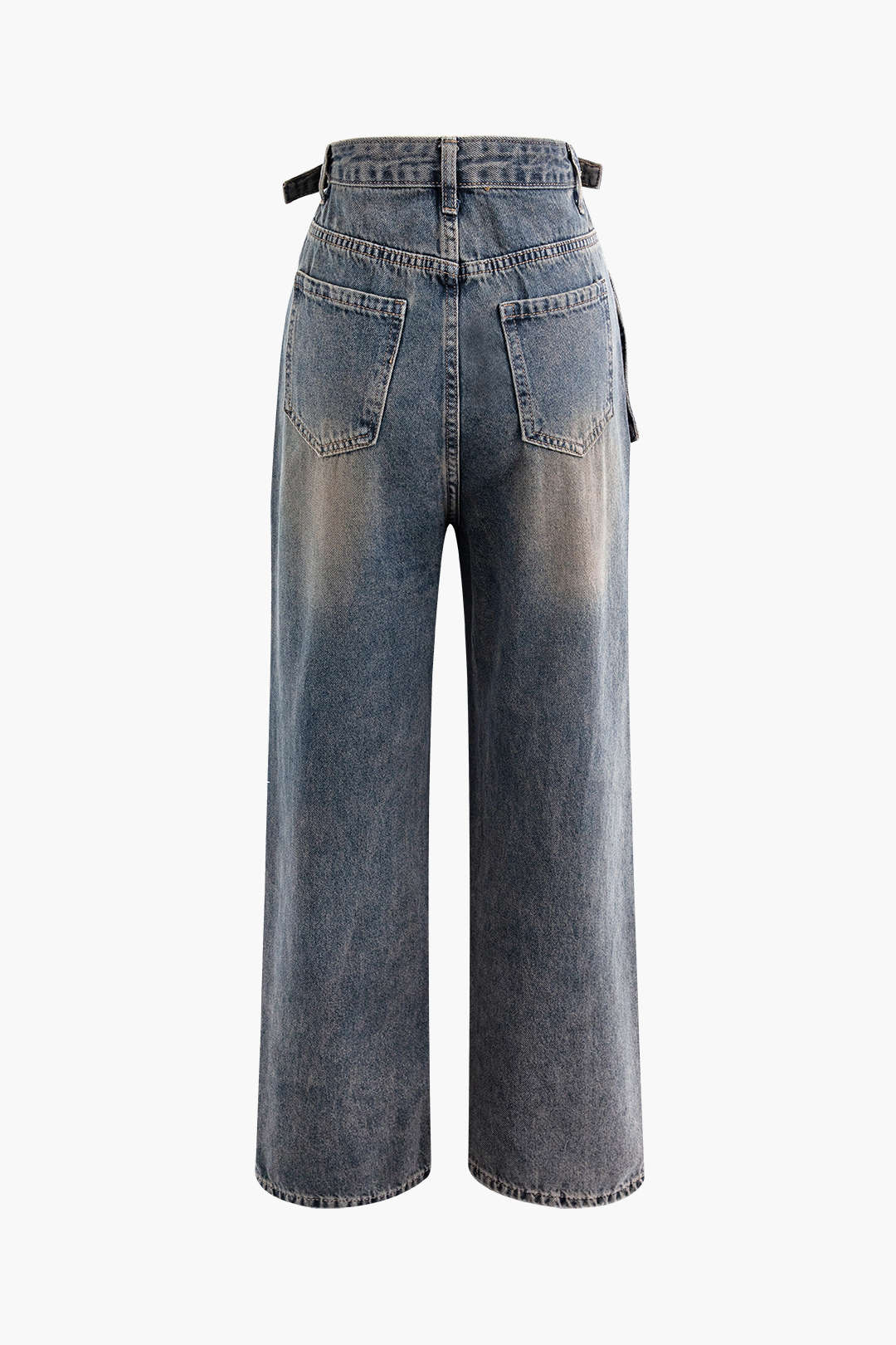 Distressed Pocket Detail Straight Leg Jeans for Y2K Aesthetic and Grunge Style Outfits