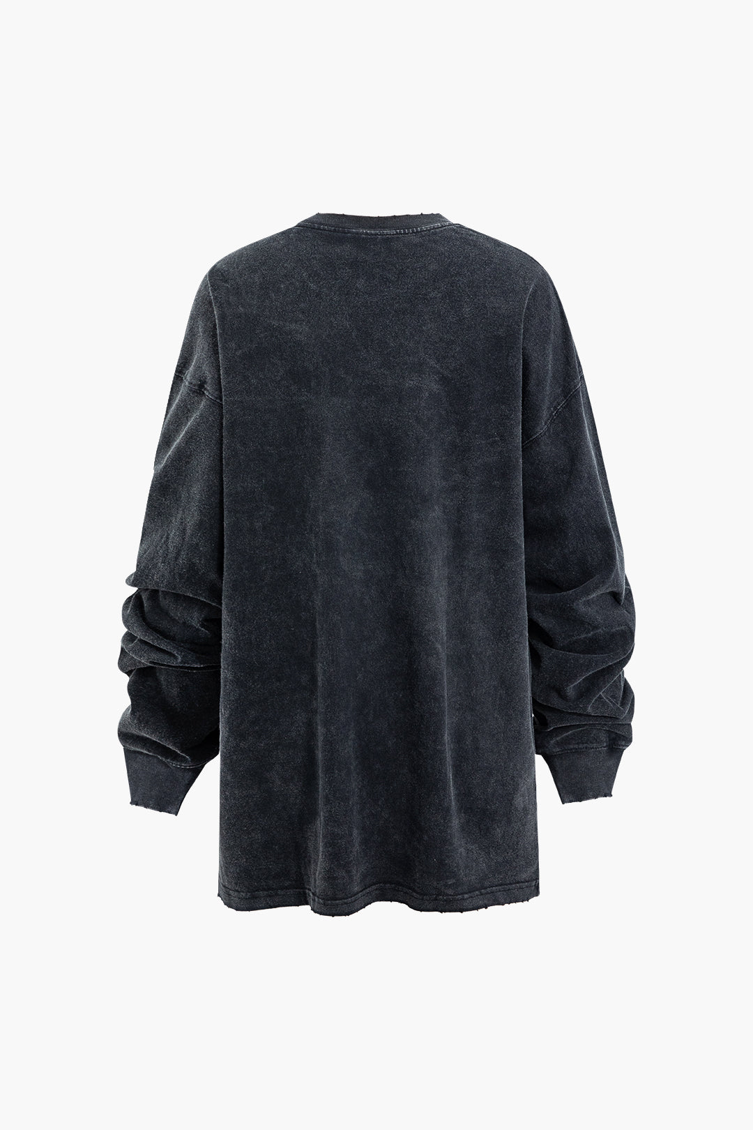 Distressed Round Neck Long Sleeve Top - Y2K Aesthetic Comfy Layering Essential