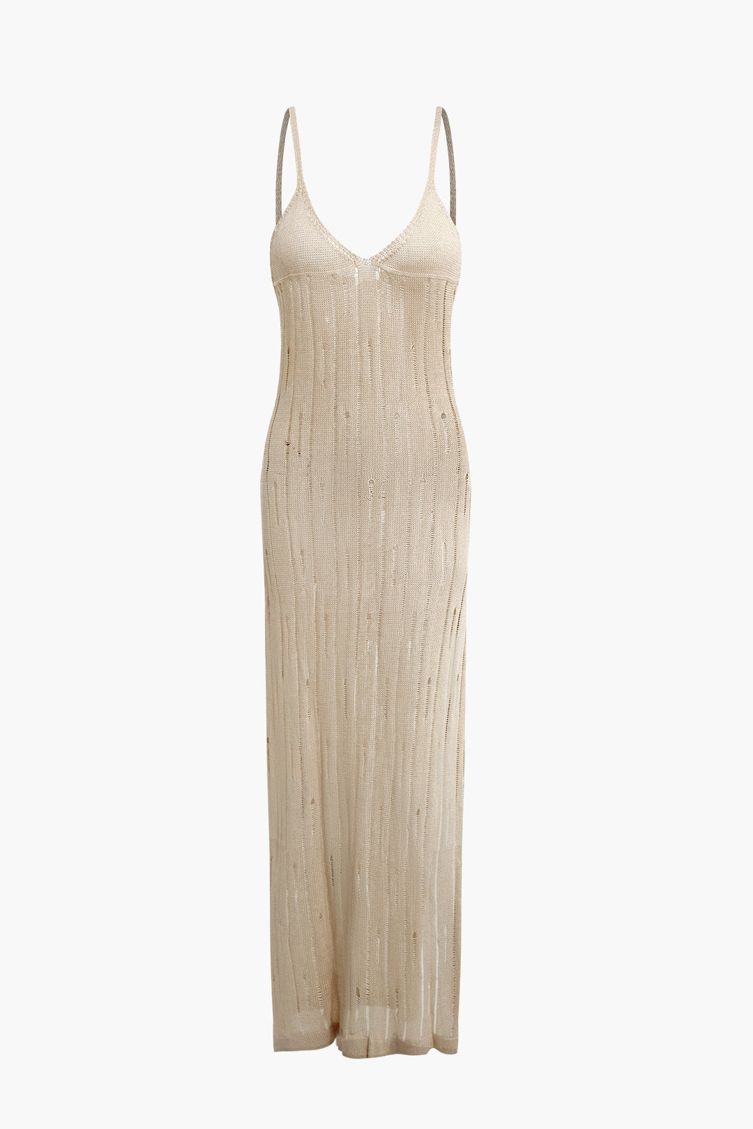 Distressed V-Neck Slit Maxi Dress - Y2K Aesthetic Slip Dress for Effortless Style