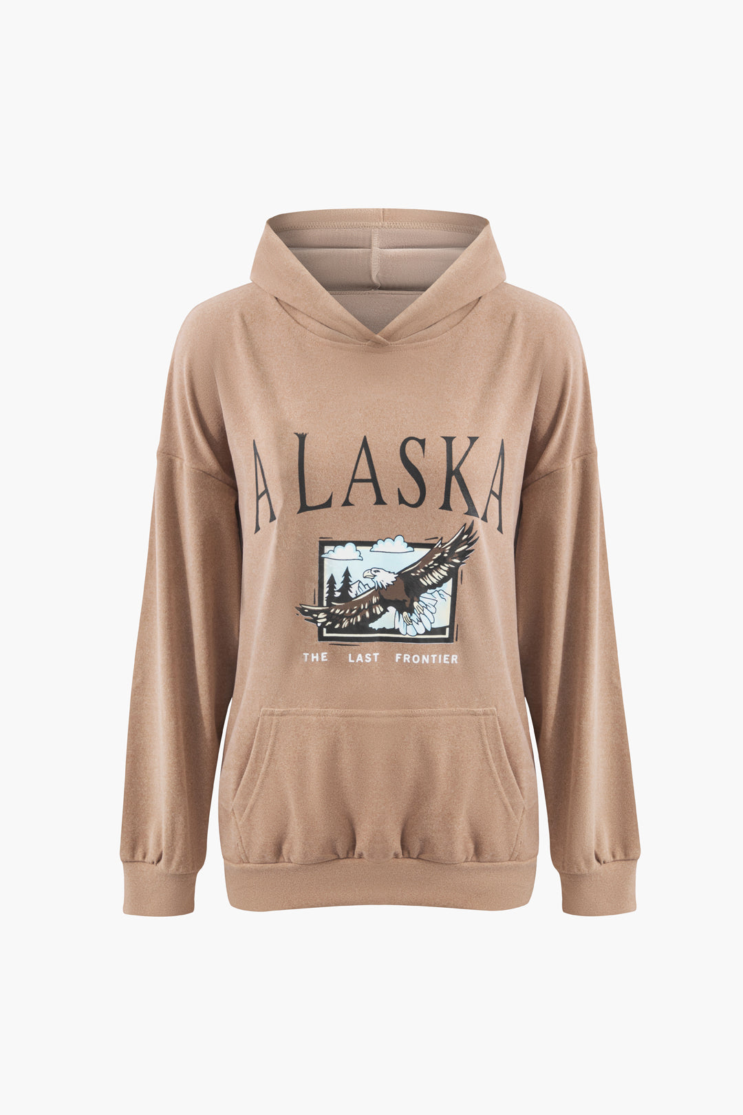 Eagle Print Y2K Aesthetic Hooded Sweatshirt with Front Pocket for Comfy Style